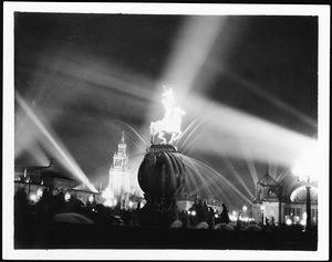 San Francisco's Panama-Pacific International Exposition, San Francisco World Fair, showing a statue of a horseman, 1915