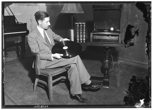 Blind man with "talking books"