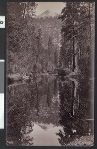 Mountain reflected in water in Yosemite National Park, ca.1900-1910