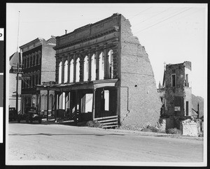 View of the ruins of the Wells Fargo Bank and Express Office in Virginia City, Nevada, ca.1930