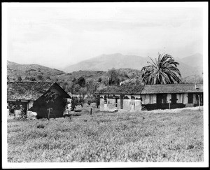 View of houses on the Monserratte rancho, ca.1875