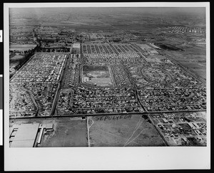 Aerial view of Avalon Village looking north, ca.1953