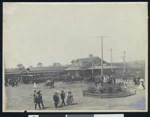 Exterior view of the Santa Cruz Train Station, ca.1900