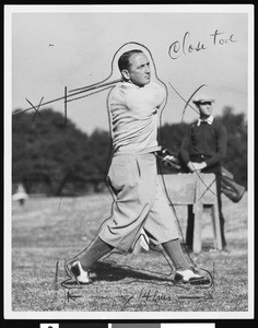 Bobby Cruickshank on a golf course at the Los Angeles Open Golf Tourney, October 29, 1929