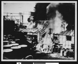 Fire at an unidentified oil refinery, ca.1940