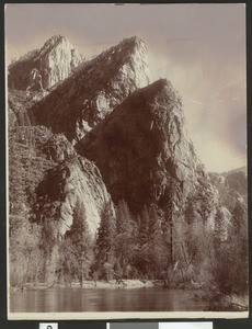 Tri-peaked mountain at Yosemite National Park, ca.1900