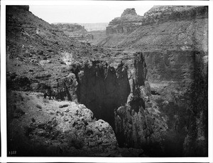 North side of Bass Ferry, looking down into Havasu Canyon below Mooney Falls, Grand Canyon, 1900-1930