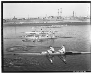 Five teams of rowers
