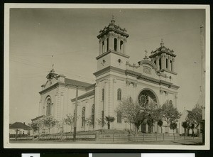 Exterior view of All Saint's Church in Hayward, ca. 1900