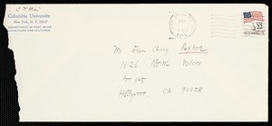 Letter from C.T. Hsia to Eileen Chang, 1985
