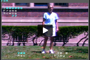 A young female soccer player volleying inside the right foot