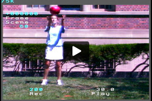 A young female soccer player receiving a toss wedge outside the left foot, then turning