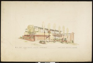 Architectural sketch of a 4-unit apartment house project