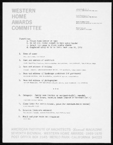 Chiat residence, South Pasadena, ca.1968-1970, design awards documents