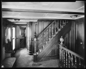 Corridor and stairs, steam yacht Casiana, ca. 1916-1939