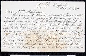 Lewis Carroll, letter, 1897-03-04, to A. Mallam