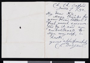 Lewis Carroll, letter, 1892-06-07, to Xie Kitchin