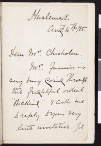 Harry Furniss, letter, 1885-08-04, to Chisholm