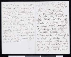 Lewis Carroll, letter, 1891-05-12, to T.G. Bowles