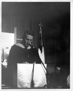 Unidentified minister at the pulpit, ca. 1970