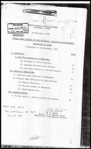 4th Marines (Shanghai). Intelligence report on the military, political and economic situation in China, 1939 July-December