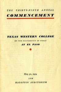 Ruben Salazar's Texas Western College commencement program, El Paso, TX, 1954