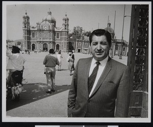 Ruben Salazar in Zocalo, the Plaza de la Constitucion (Constitution Square) in Mexico City, ca. 1967