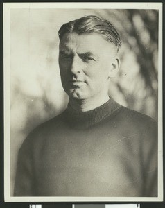 University of Southern California assistant football coach Sam Barry, in dark sweatshirt, torso up, circa late 1920s