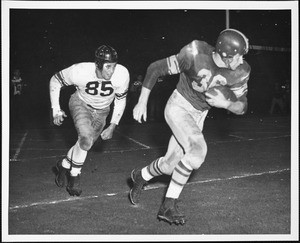 Football players at a USC game, 1952