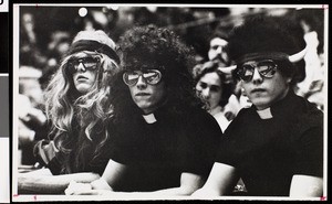 Students wearing wigs, USC, February 4, 1982