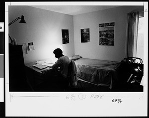 Student in a dormitory, USC, 1977