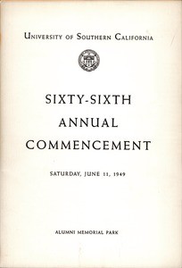 Commencement program, USC (66th: 1949: Alumni Memorial Park)