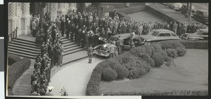 The funeral of University of Southern California basketball, baseball, and football coach Sam Barry, St. Vincent's Church, Los Angeles, 1950