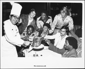 USC football players at a restaurant