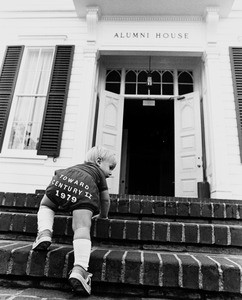 13-month Erik Ward climbing the steps of Widney Alumni House, USC, 1979