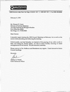 Letter, John Henry Felix to Members of the International and National Councils, October 9, 1992