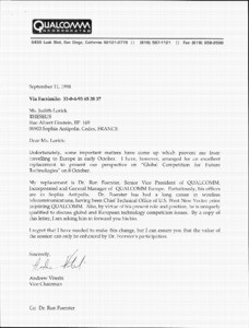 Letter, Judith Lorick to Andrew J. Viterbi, March 19, 1998
