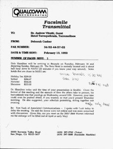 Letter, Michael R. Kelley to Allen B. Salmasi, January 17, 1992