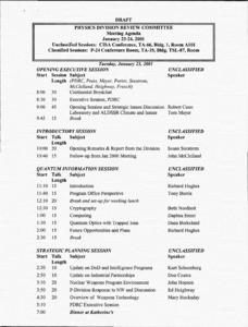 Physics Division Review Committee, Meeting Agenda, January 23-24, 2001. Draft