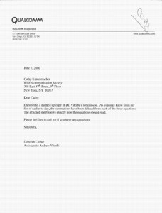 Letter, Deborah Casher to Cathy Kemelmacher, June 7, 2000