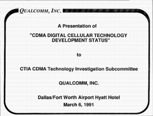Charles Wheatley, "CDMA Digital Cellular, New York Test Review," March 6, 1991