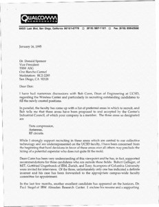 Letter, Andrew J. Viterbi to David Lyon, January 16, 1995