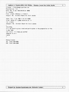 Letter, Andrew and Erna Viterbi to Dear