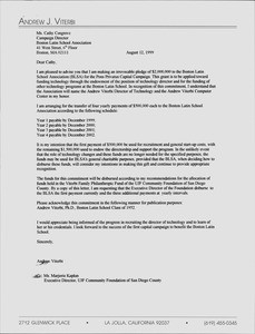 Letter, Andrew Viterbi to Cathy Cosgrove, August 12, 1999