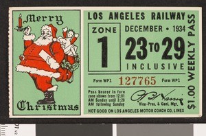 Los Angeles Railway weekly pass, 1934-12-23