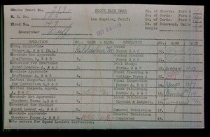 WPA block face card for household census of 220th, 221st Streets, in Los Angeles County