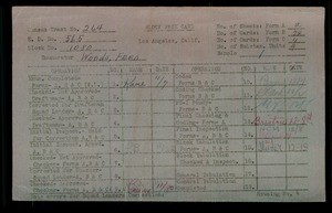 WPA block face card for household census of 73rd, Broadway, 74th, Figueroa Streets, in Los Angeles County