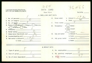 WPA Low income housing area survey data card 254, serial 36466