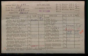 WPA block face card for household census of (block 554) in Los Angeles County
