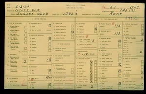 WPA household census for 1293 SUNSET BLVD, Los Angeles